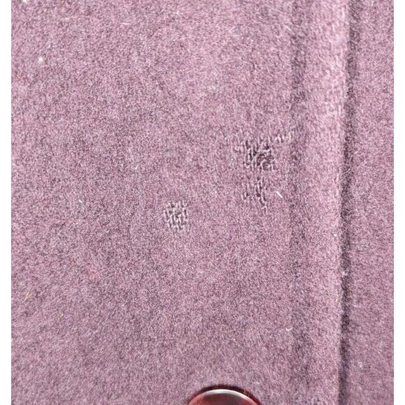 Vintage Kristen Blake Wool Fur Trimmed Burgundy Button Pea Coat Size S - Picture 9 of 14